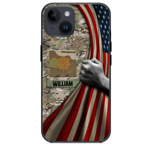 Personalized US Solider/Veteran Rank Camo Flag Phonecase 3D Printed 22DEC-DT08