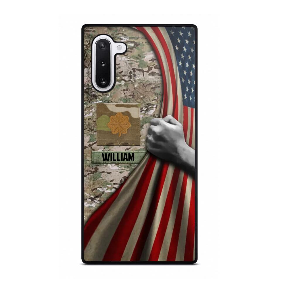 Personalized US Solider/Veteran Rank Camo Flag Phonecase 3D Printed 22DEC-DT08