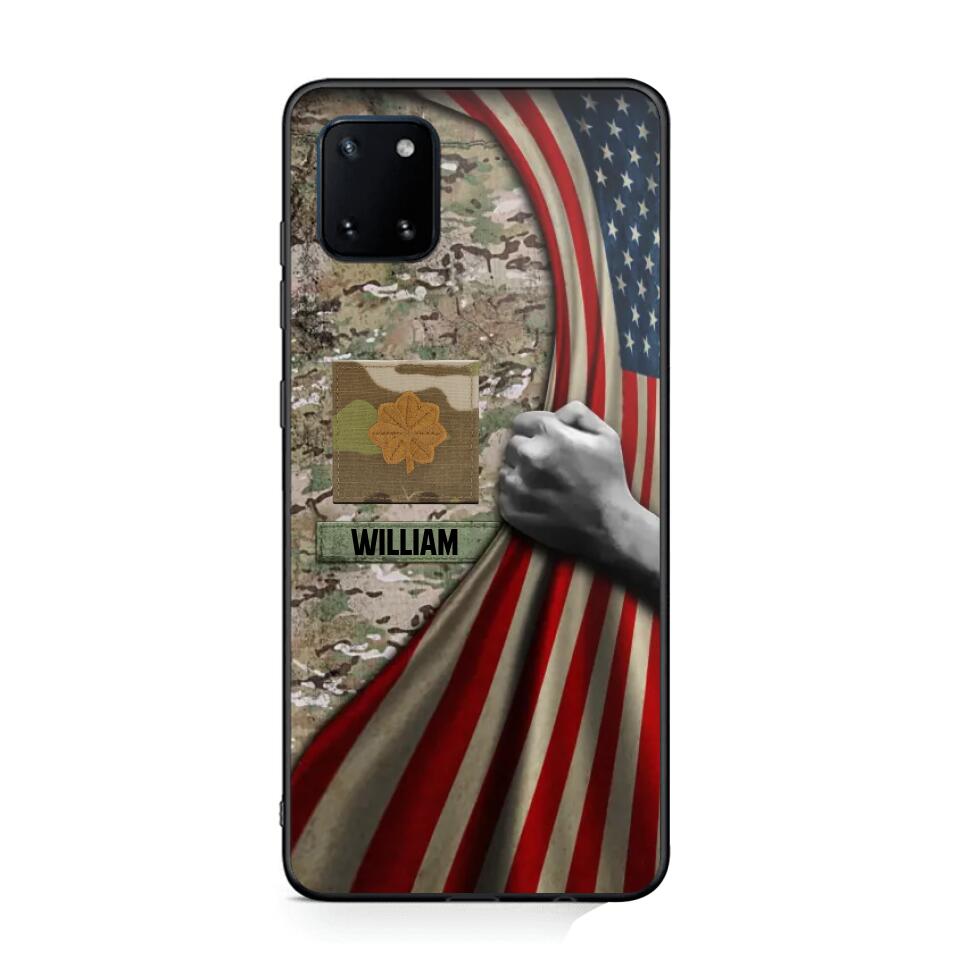 Personalized US Solider/Veteran Rank Camo Flag Phonecase 3D Printed 22DEC-DT08