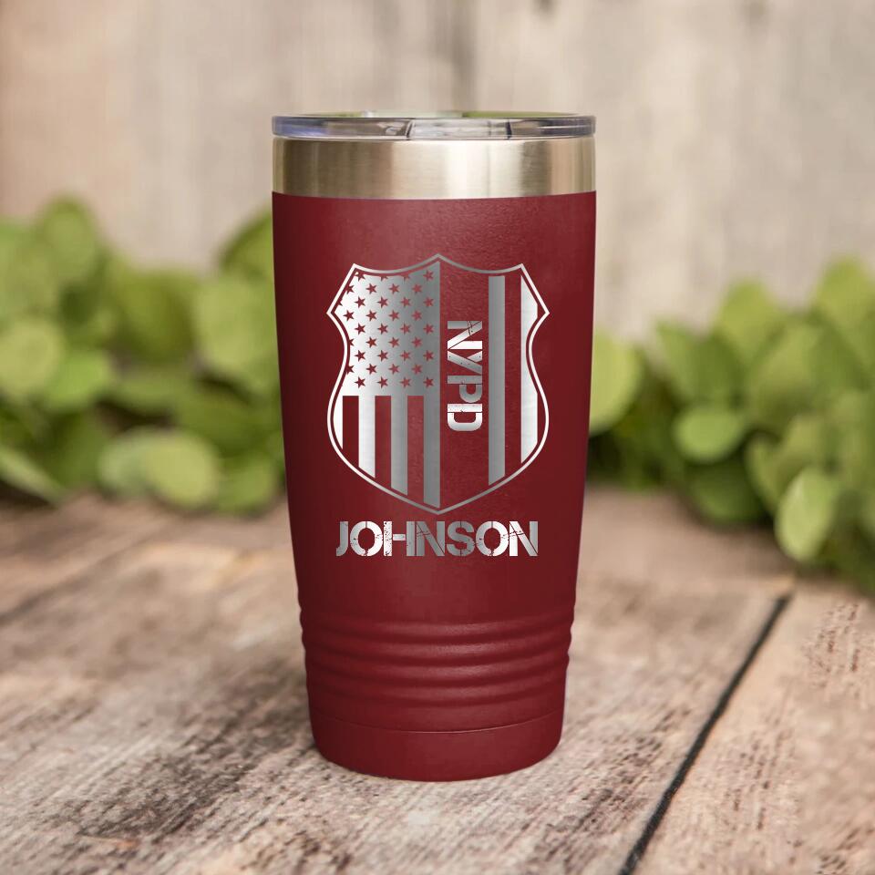 Personalized US Police With Name And Department Tumbler Printed QTDT1012