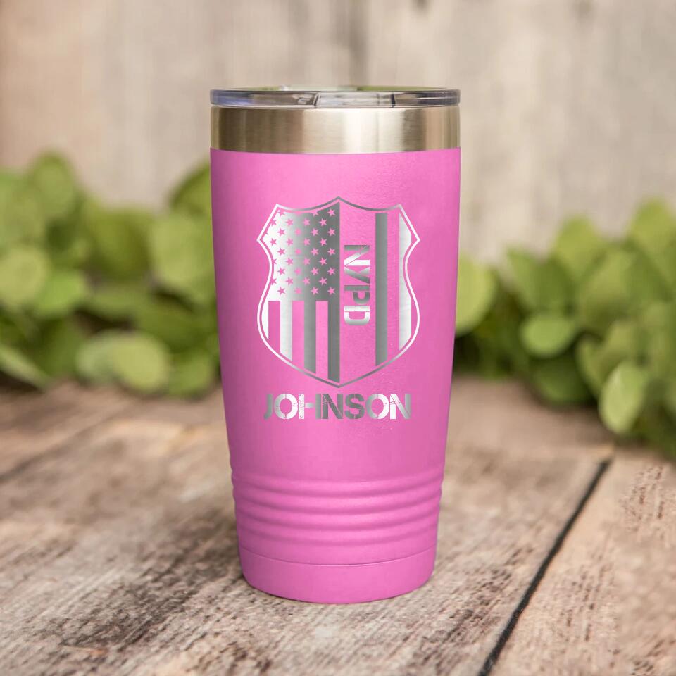 Personalized US Police With Name And Department Tumbler Printed QTDT1012