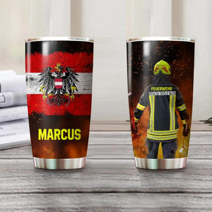 Personalized Austrian Firefighter With Uniform Tumbler Printed QTDT1412