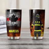 Personalized Canadian Firefighter With Uniform Tumbler Printed QTDT1412