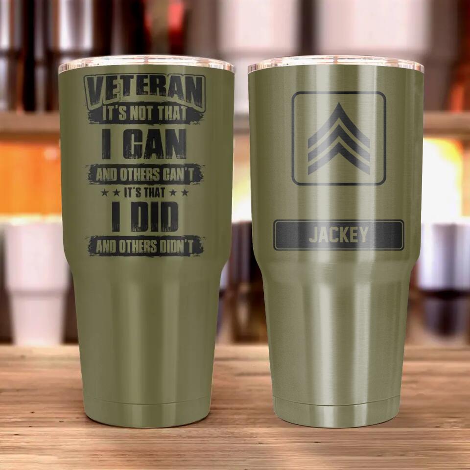 Personalized US Soldier/ Veteran With Rank Camo Tumbler 30oz Printed 22DEC-HQ14