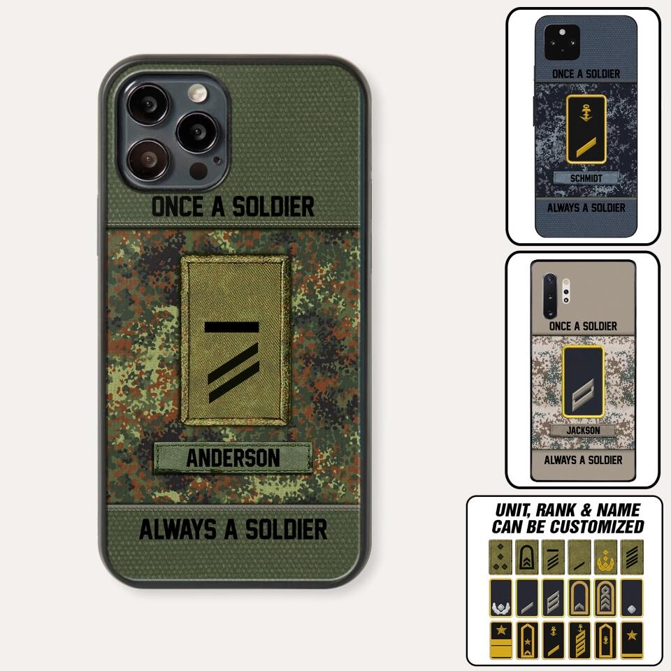 Personalized Once A Soldier Always A Soldier German Soldier/ Veteran Rank Camo Phonecase 3D Printed 22DEC-DT14