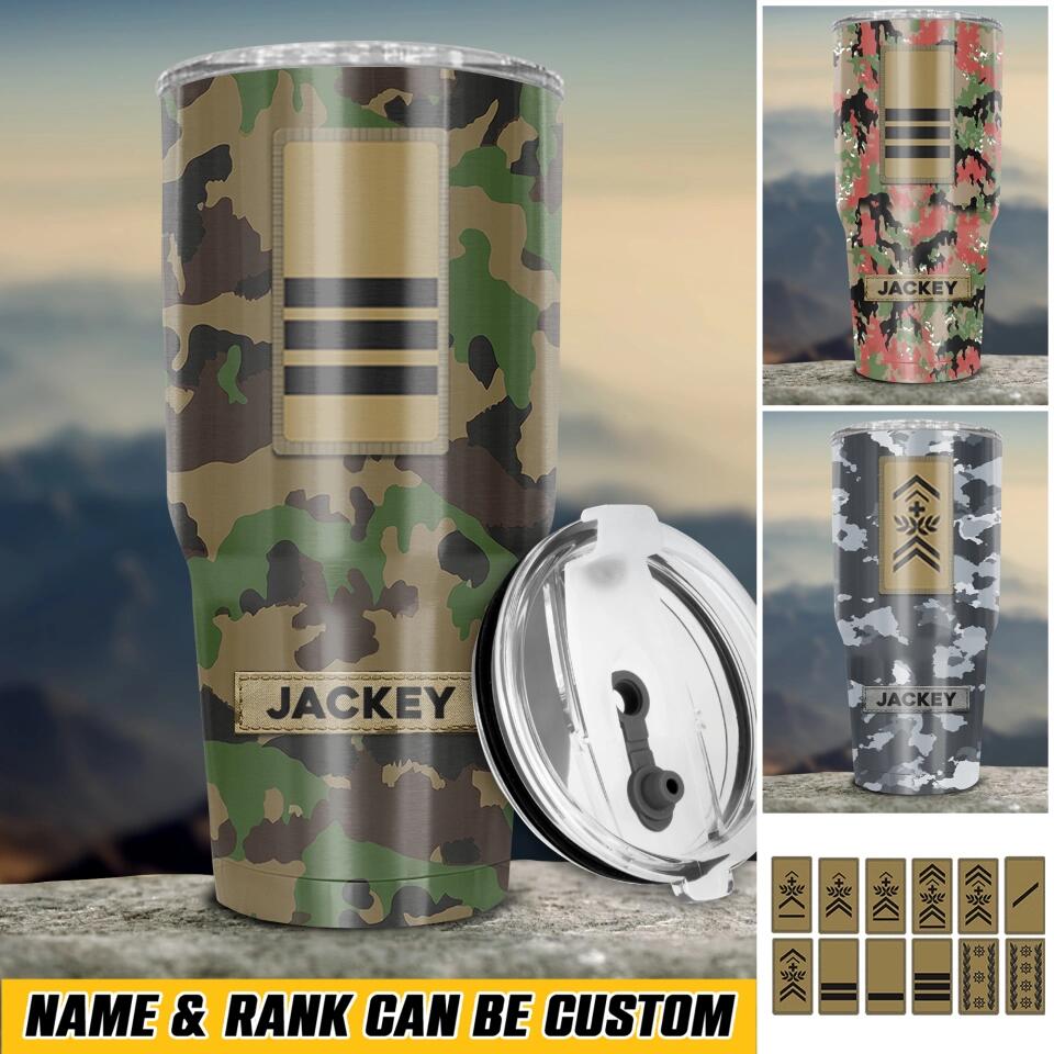 Personalized Swiss Soldier/ Veteran With Rank Camo Tumbler 30oz Printed 22DEC-HQ14