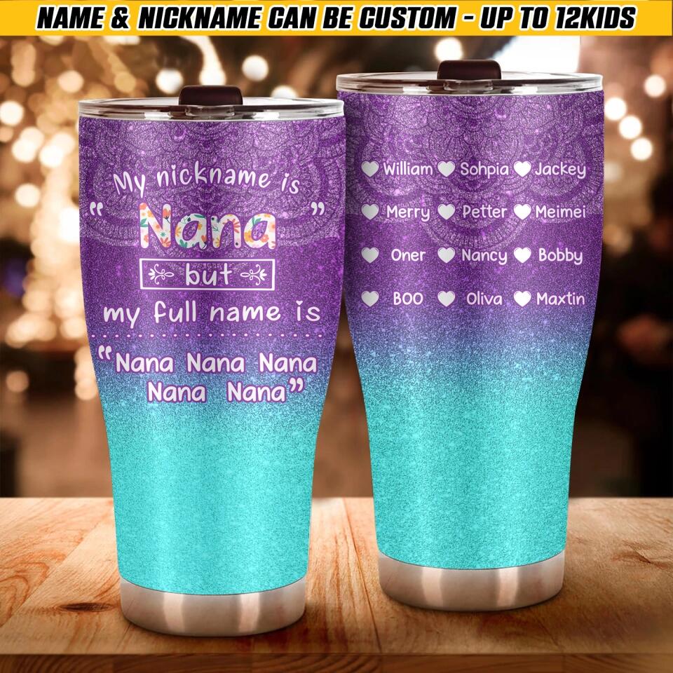 Personalized Grandma & Kid Name Tumbler 30oz Printed QTHQ1512