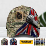 Personalized UK Soldier/ Veteran Rank Flag Camo Peaked Cap 3D Printed QTDT1912