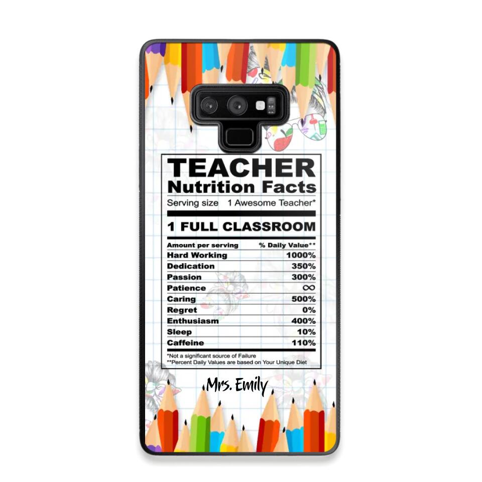 Personalized Teacher Nutrition Facts Phonecase Printed 22DEC-DT19