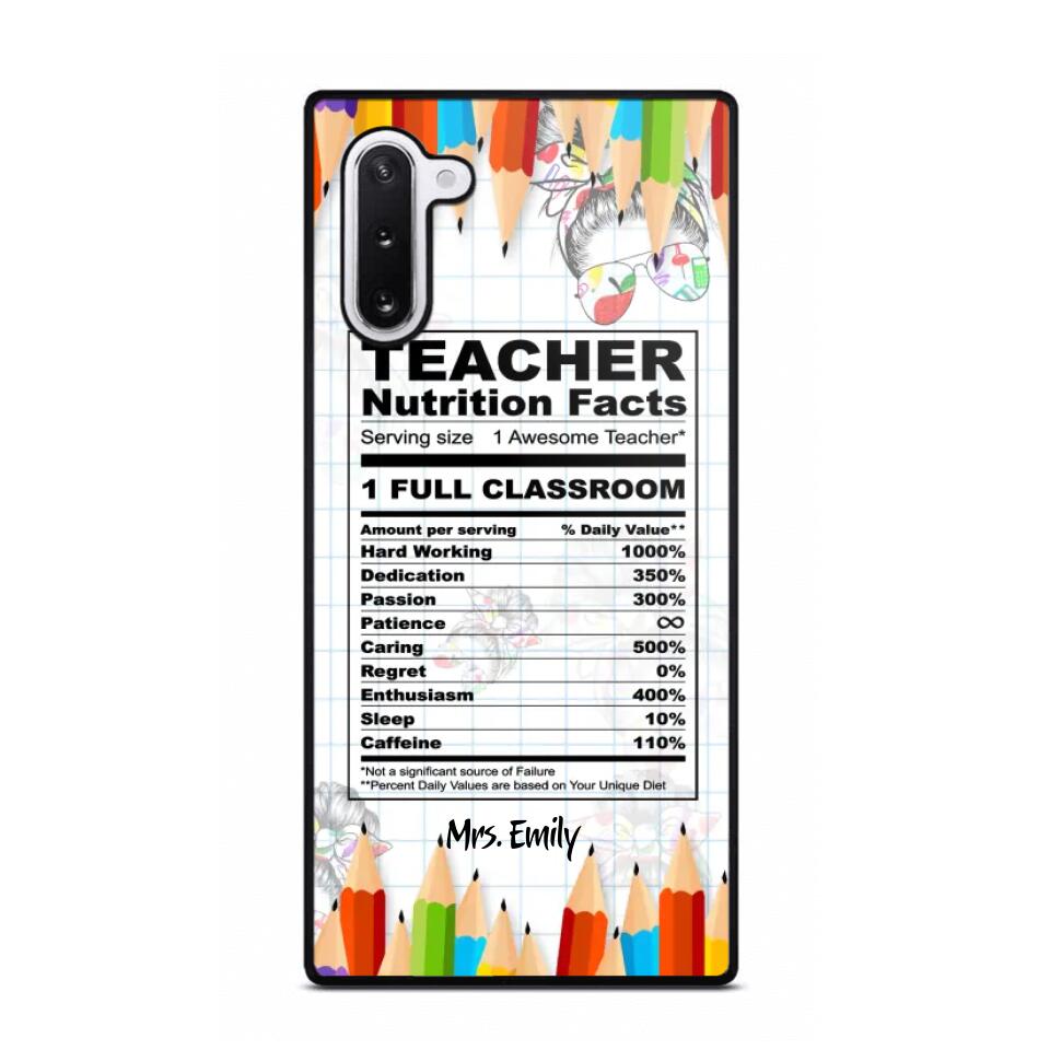 Personalized Teacher Nutrition Facts Phonecase Printed 22DEC-DT19