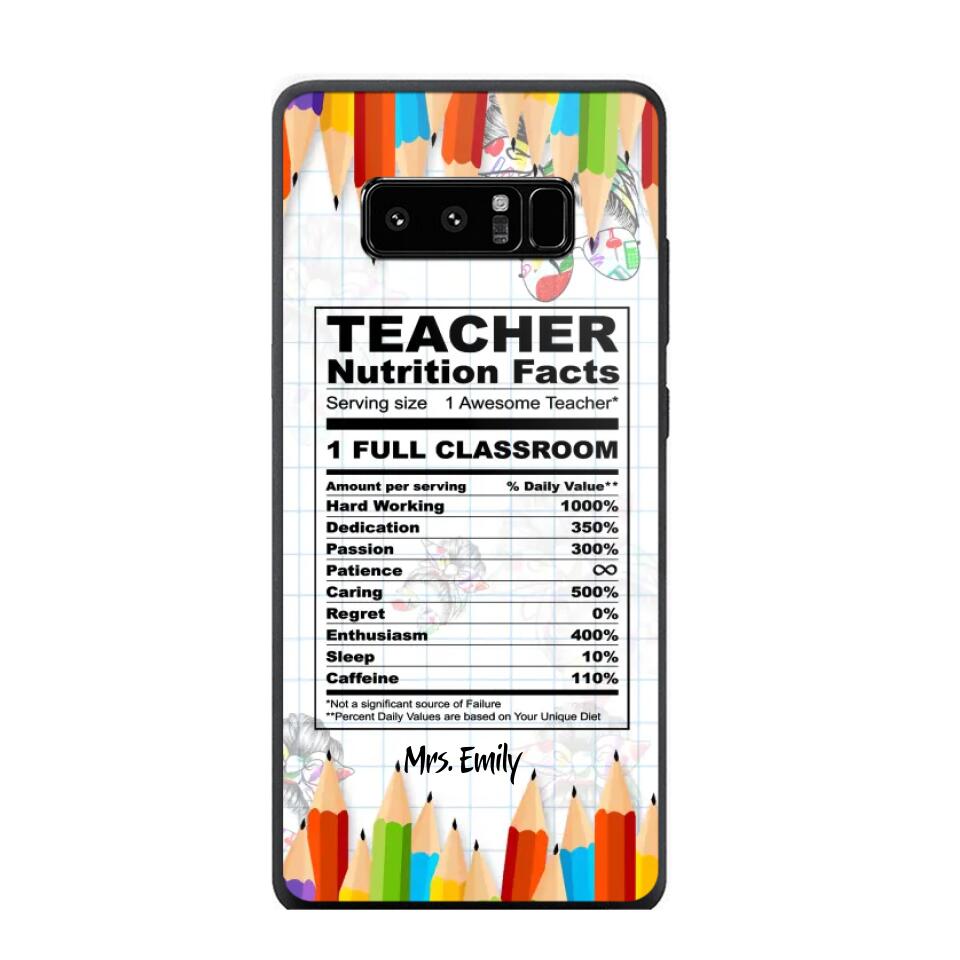 Personalized Teacher Nutrition Facts Phonecase Printed 22DEC-DT19