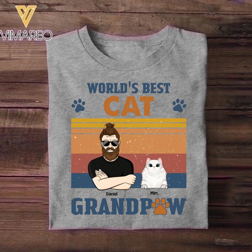 Personalized World's Best Cat Grandpaw Tshirt Printed QTHY2012