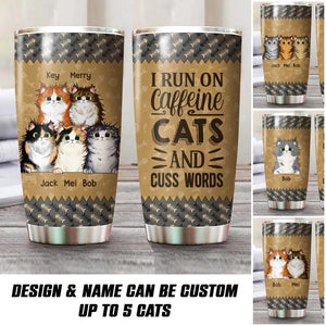 Personalized I Run On Caffeine Cats And Cuss Words Cat Printed Accent Mug QTHQ2112