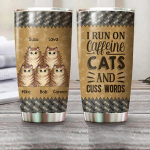 Personalized I Run On Caffeine Cats And Cuss Words Cat Printed Accent Mug QTHQ2112