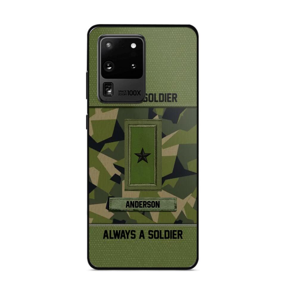 Personalized Once A Soldier Always A Soldier Sweden Soldier/ Veteran Rank Camo Phonecase 3D Printed 22DEC-DT14