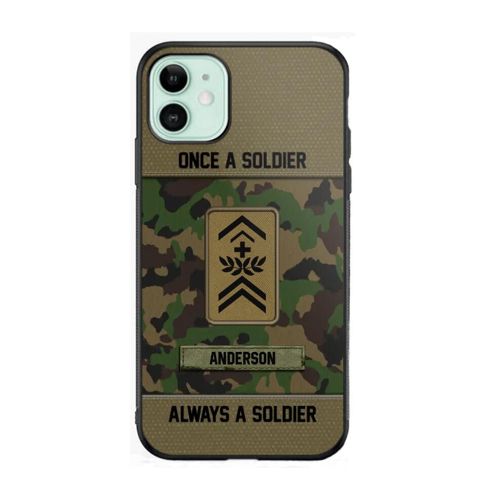 Personalized Once A Soldier Always A Soldier Swiss Soldier/ Veteran Rank Camo Phonecase 3D Printed 22DEC-DT14