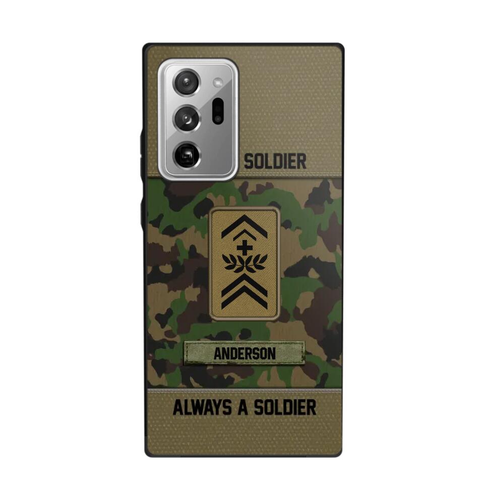 Personalized Once A Soldier Always A Soldier Swiss Soldier/ Veteran Rank Camo Phonecase 3D Printed 22DEC-DT14