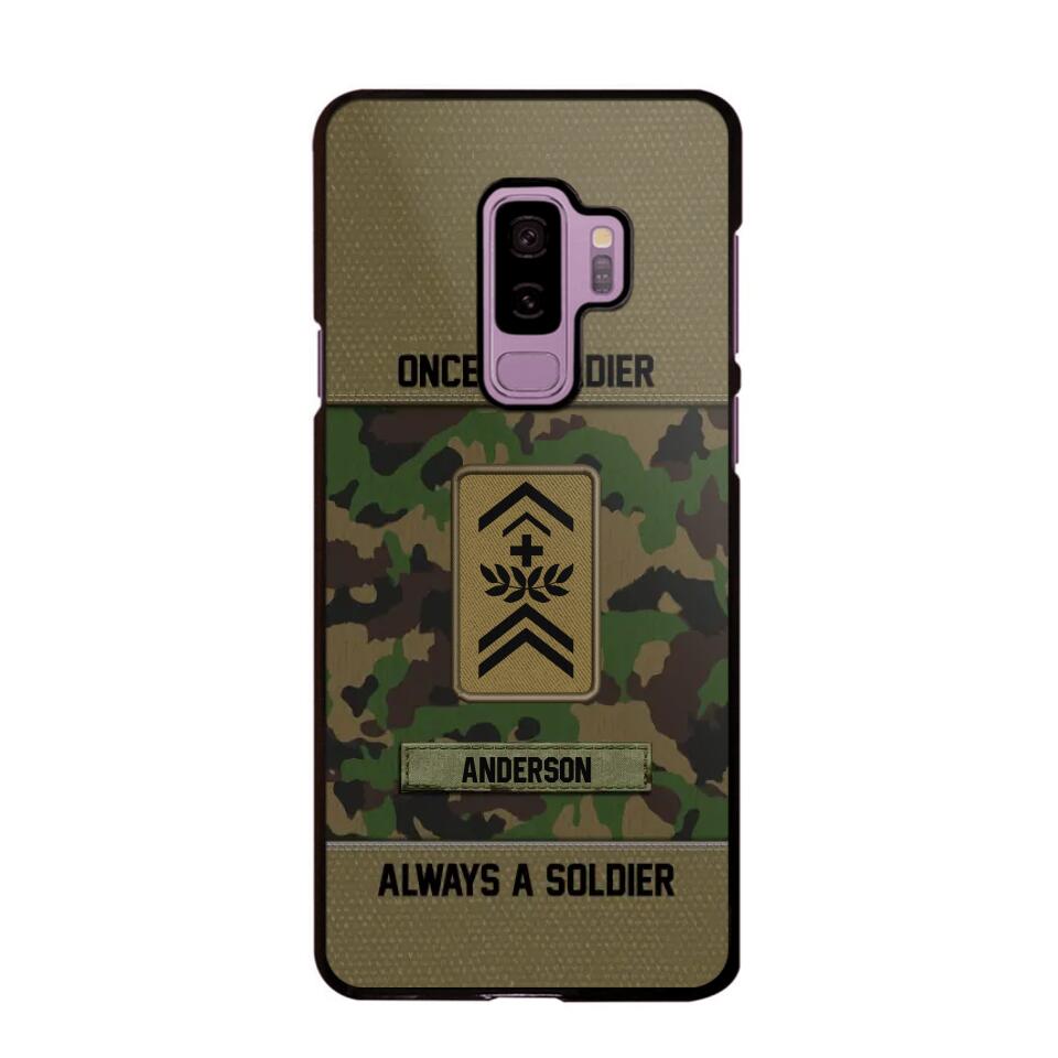 Personalized Once A Soldier Always A Soldier Swiss Soldier/ Veteran Rank Camo Phonecase 3D Printed 22DEC-DT14