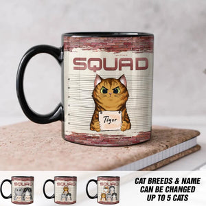 Personalized Squad Cat Lovers Black Mug Printed PNDT2112