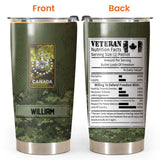 Personalized Veteran Nutrition Facts With Canadian Rank Camo Tumbler Printed 22DEC-DT22