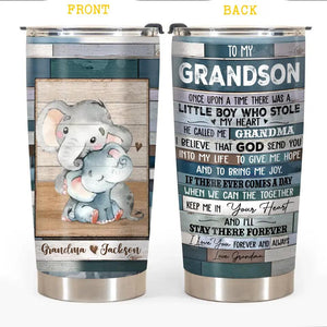 Personalized To My Grandson Little Boy Who Stole My Heart  Elephant Tumbler Printed 22DEC-DT22