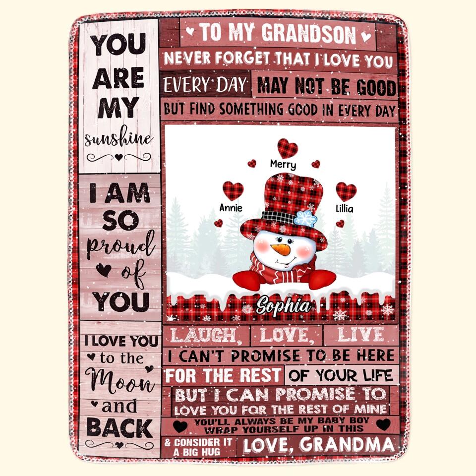 Personalized Grandma & Kid Christmas Gifts Quilt Blanket Printed 22DEC-HQ28