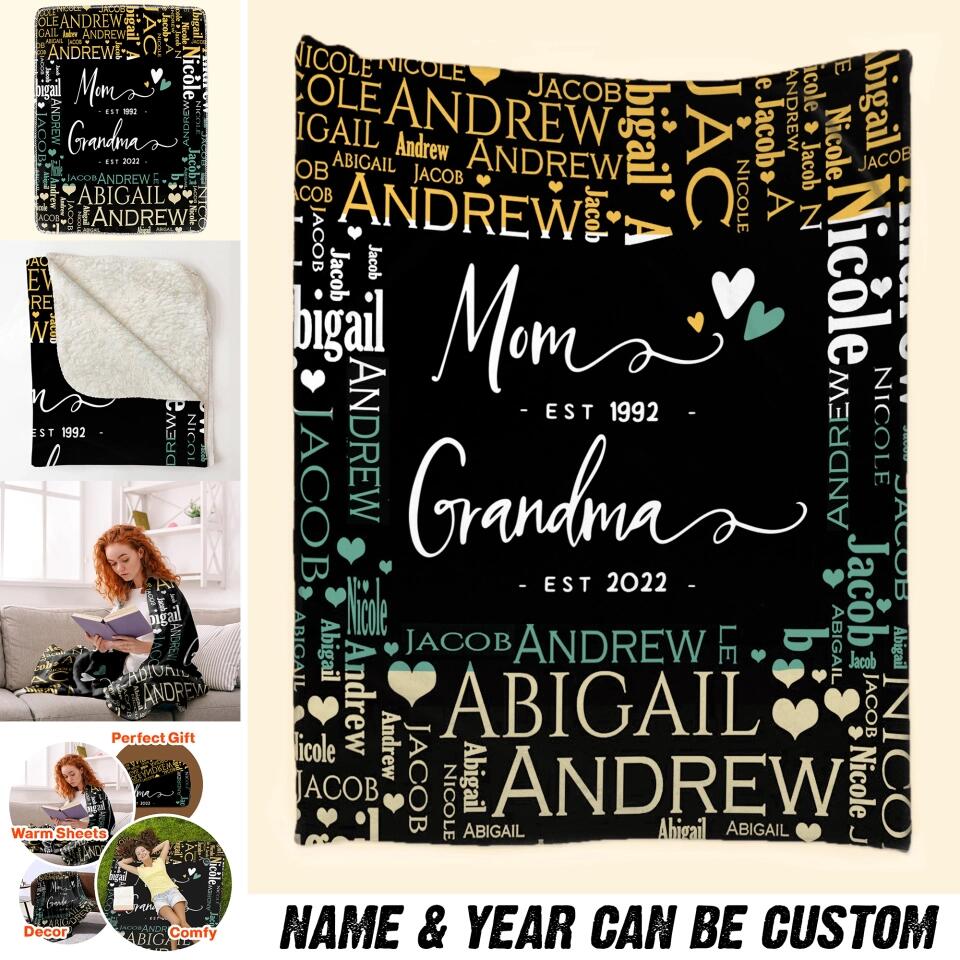 Personalized Mom & Grandma's Year Quilt Blanket Printed QTHQ2812