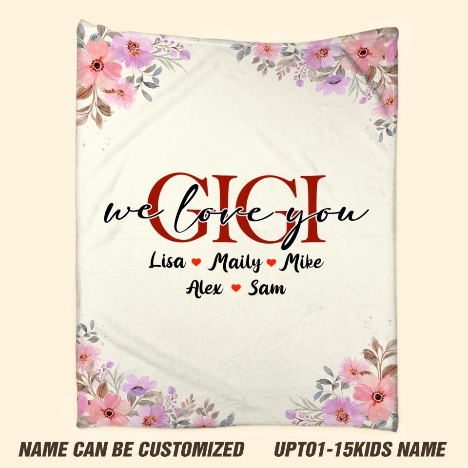 Personalized Grandma Gigi Mommy Aunt Your Own Title We Love You Kid Name Quilt Blanket Printed QTHY2812