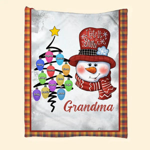 Personalized Grandma Snowman Kid Name Quilt Blanket Printed QTHQ2912