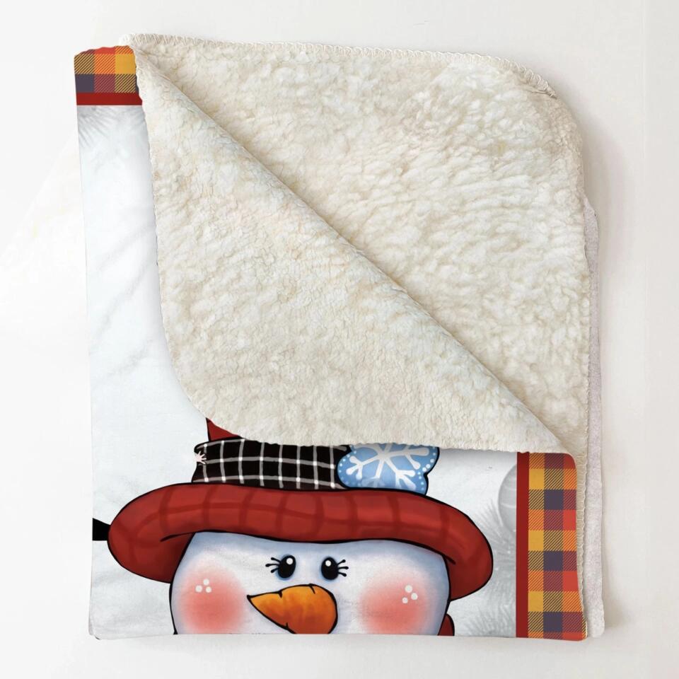 Personalized Grandma Snowman Kid Name Quilt Blanket Printed QTHQ2912