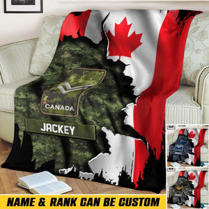 Personalized Canadian veterans/soldier Flag Quilt Blanket Printed QTHQ3012