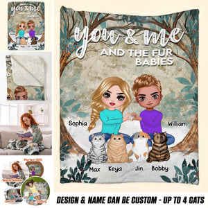 Personalized You Me And The Fur Babies Cat Lovers Quilt Blanket Printed PNHQ3012