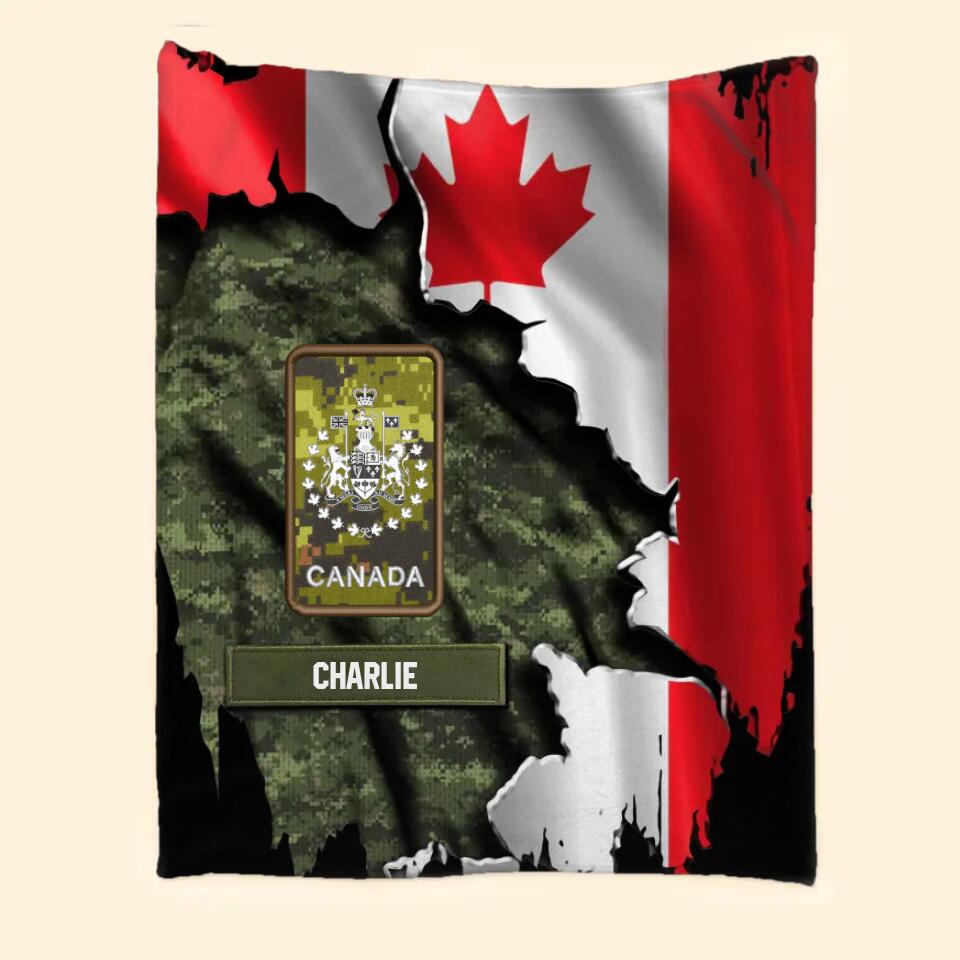 Personalized Canadian veterans/soldier Flag Quilt Blanket Printed QTHQ3012