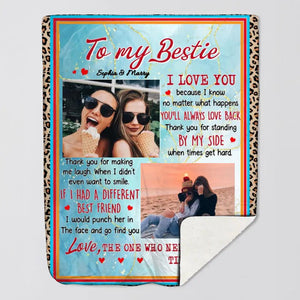 Personalized To My Besties I Love You Your Own Image Quilt Blanket Printed PNHY0401