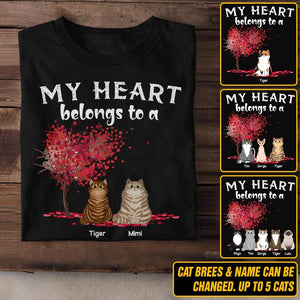 Personalized My Heart Belongs To A Cat Tshirt Printed 23JAN-DT06