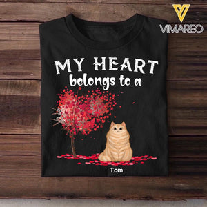 Personalized My Heart Belongs To A Cat Tshirt Printed 23JAN-DT06