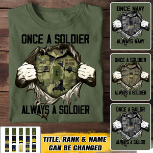 Personalized Once A Soldier Always A Soldier Sweden Soldier/ Veteran Rank Camo Tshirt Printed 23DEC-HQ09