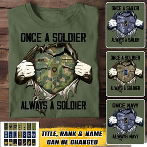 Personalized Once A Soldier Always A Soldier Norwegian Soldier/ Veteran Rank Camo Tshirt Printed 23DEC-HQ09