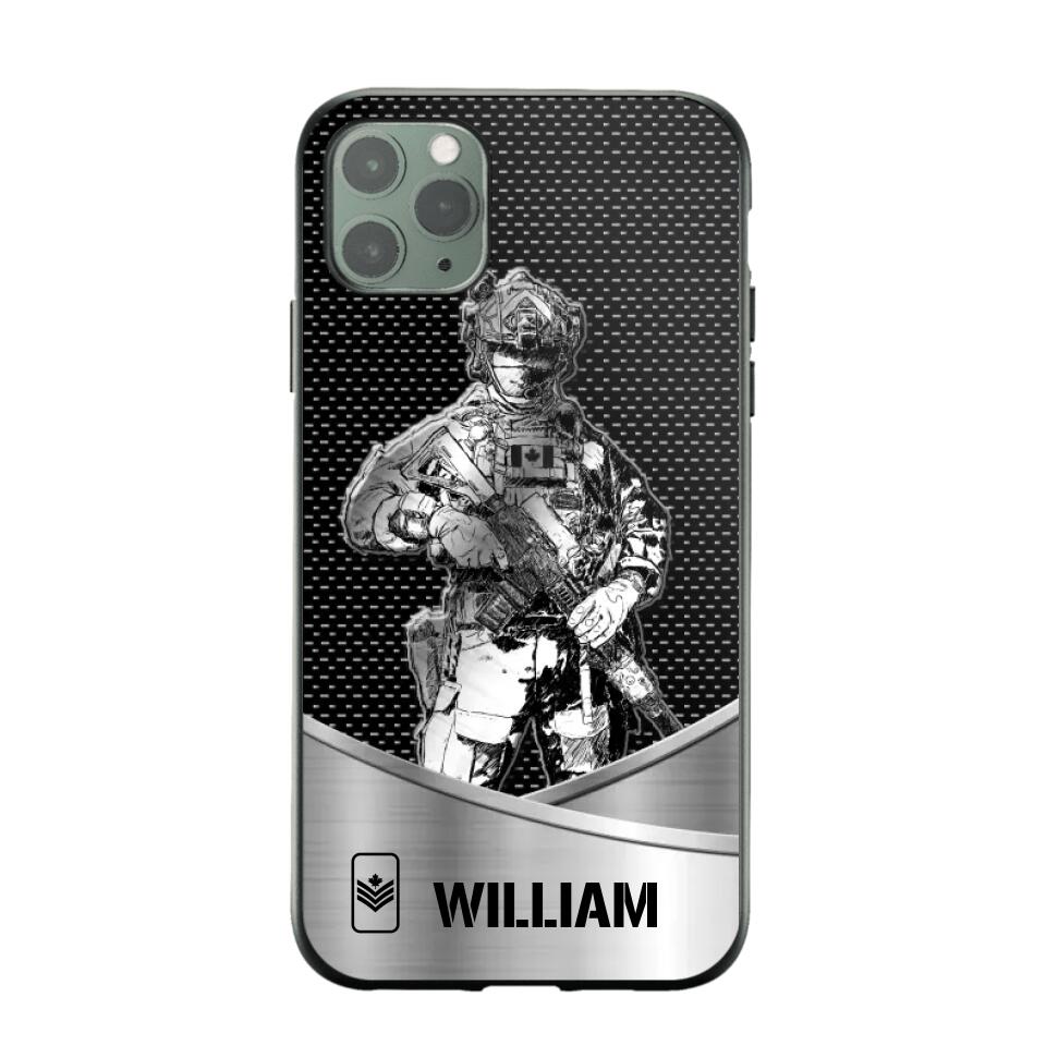 Personalized Canadian Soldier/ Veteran Rank Camo Phonecase 3D Printed 23JAN-DT10