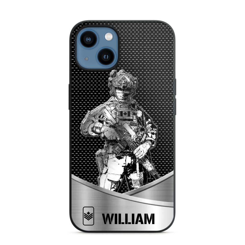 Personalized Canadian Soldier/ Veteran Rank Camo Phonecase 3D Printed 23JAN-DT10