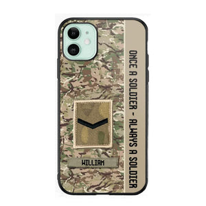 Personalized UK Soldier/ Veteran Once A Soldier Always A Soldier Phonecase 3D Printed QTDT1101