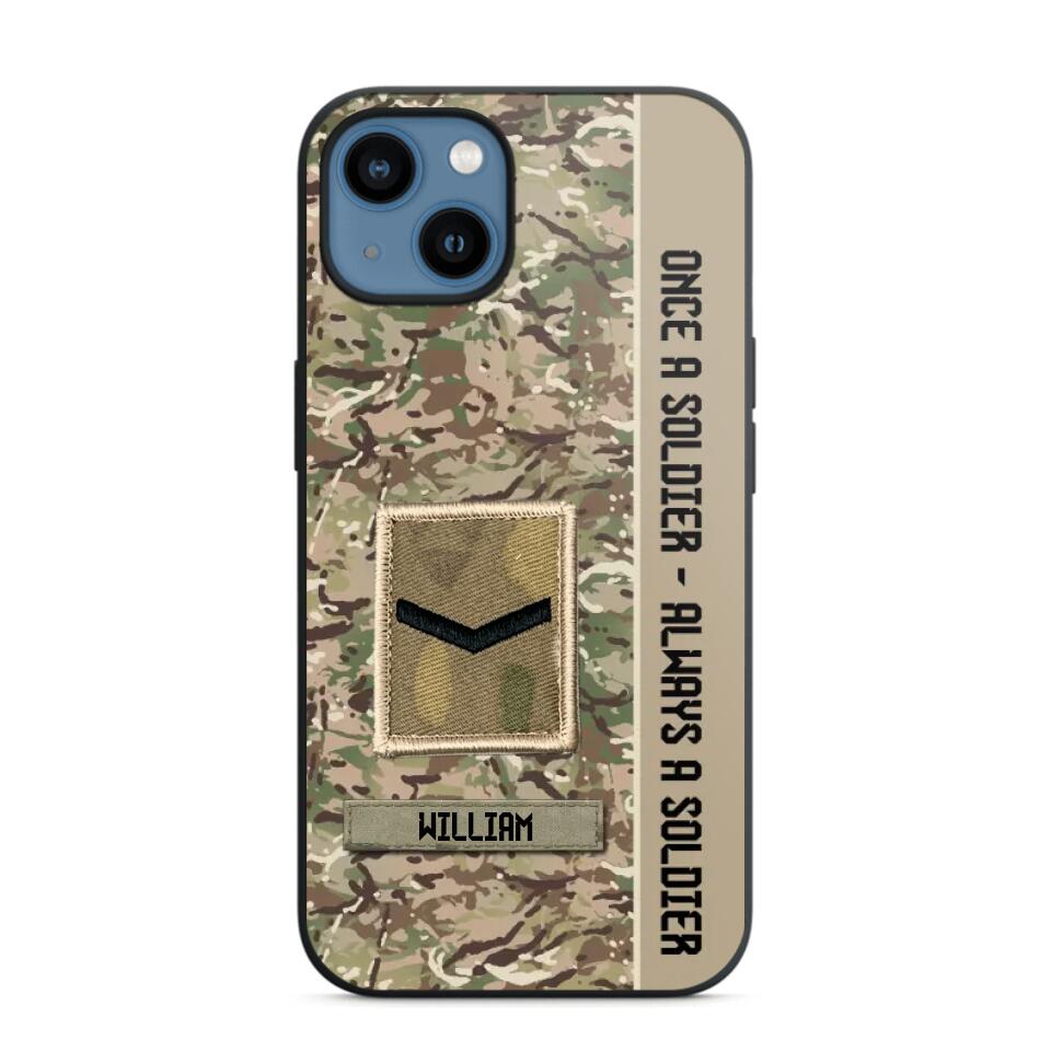 Personalized UK Soldier/ Veteran Once A Soldier Always A Soldier Phonecase 3D Printed QTDT1101