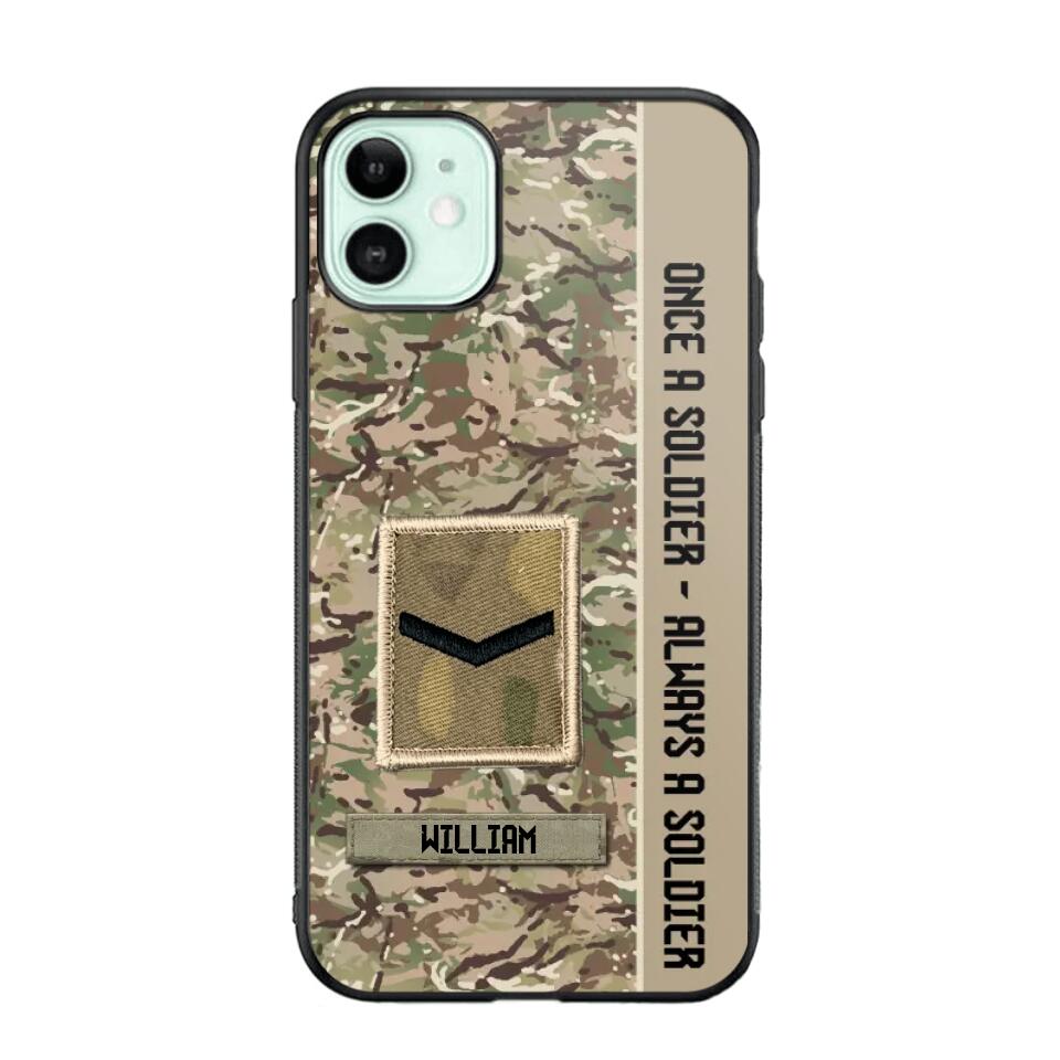 Personalized UK Soldier/ Veteran Once A Soldier Always A Soldier Phonecase 3D Printed QTDT1101