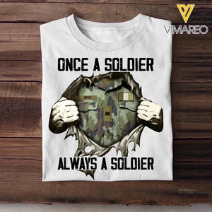 Personalized Once A Soldier Always A Soldier Irish Soldier/ Veteran Rank Camo Tshirt Printed 23DEC-HQ09