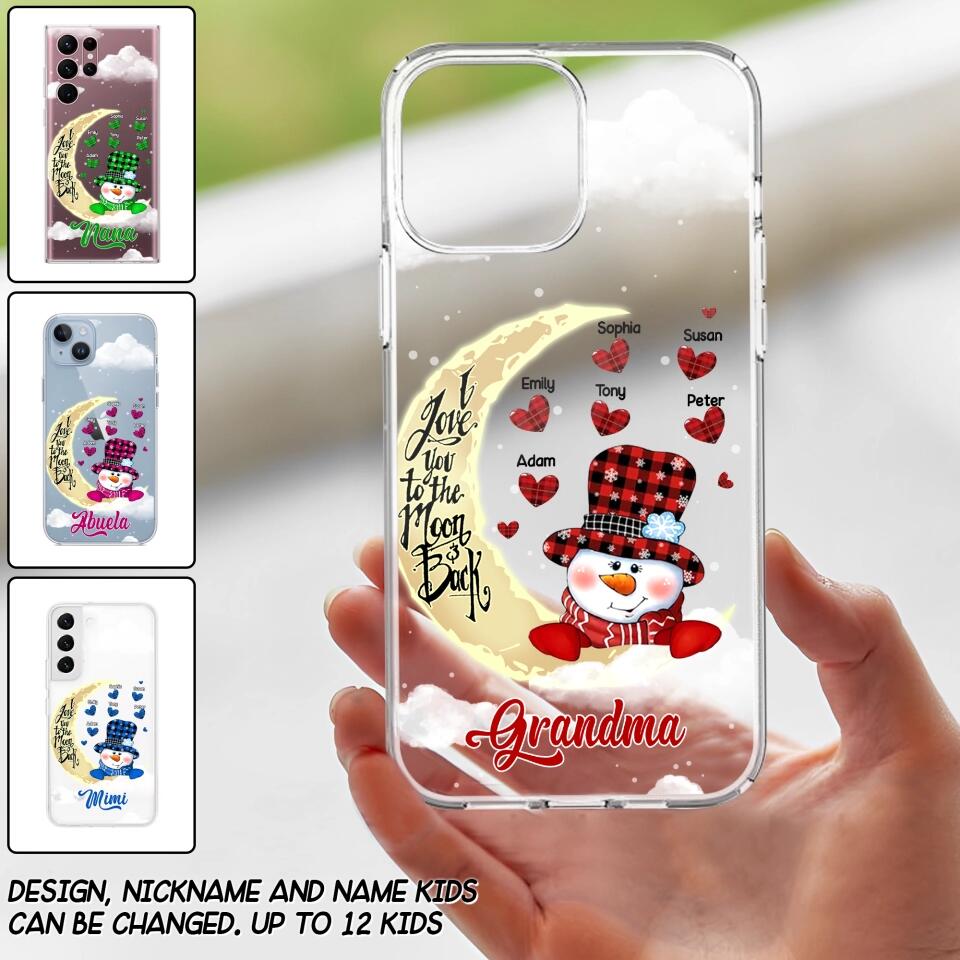 Personalized Grandma Snowman I Love You To The Moon And Back kid Name Heart Phonecase 3D Printed 23JAN-DT13