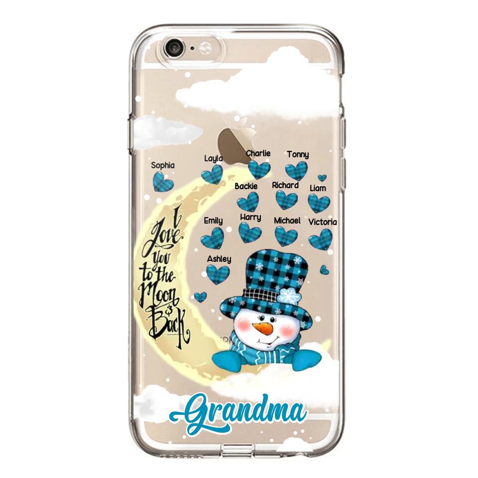 Personalized Grandma Snowman I Love You To The Moon And Back kid Name Heart Phonecase 3D Printed 23JAN-DT13