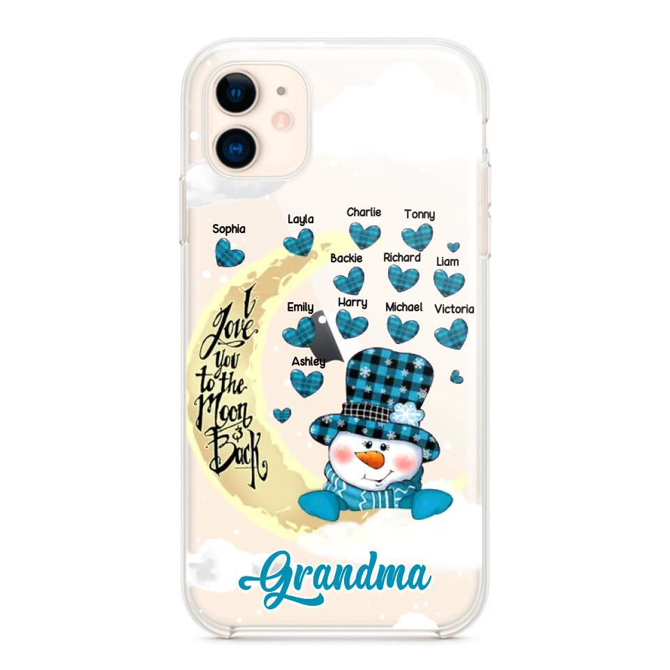 Personalized Grandma Snowman I Love You To The Moon And Back kid Name Heart Phonecase 3D Printed 23JAN-DT13