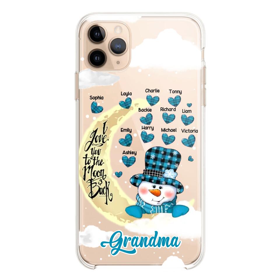 Personalized Grandma Snowman I Love You To The Moon And Back kid Name Heart Phonecase 3D Printed 23JAN-DT13