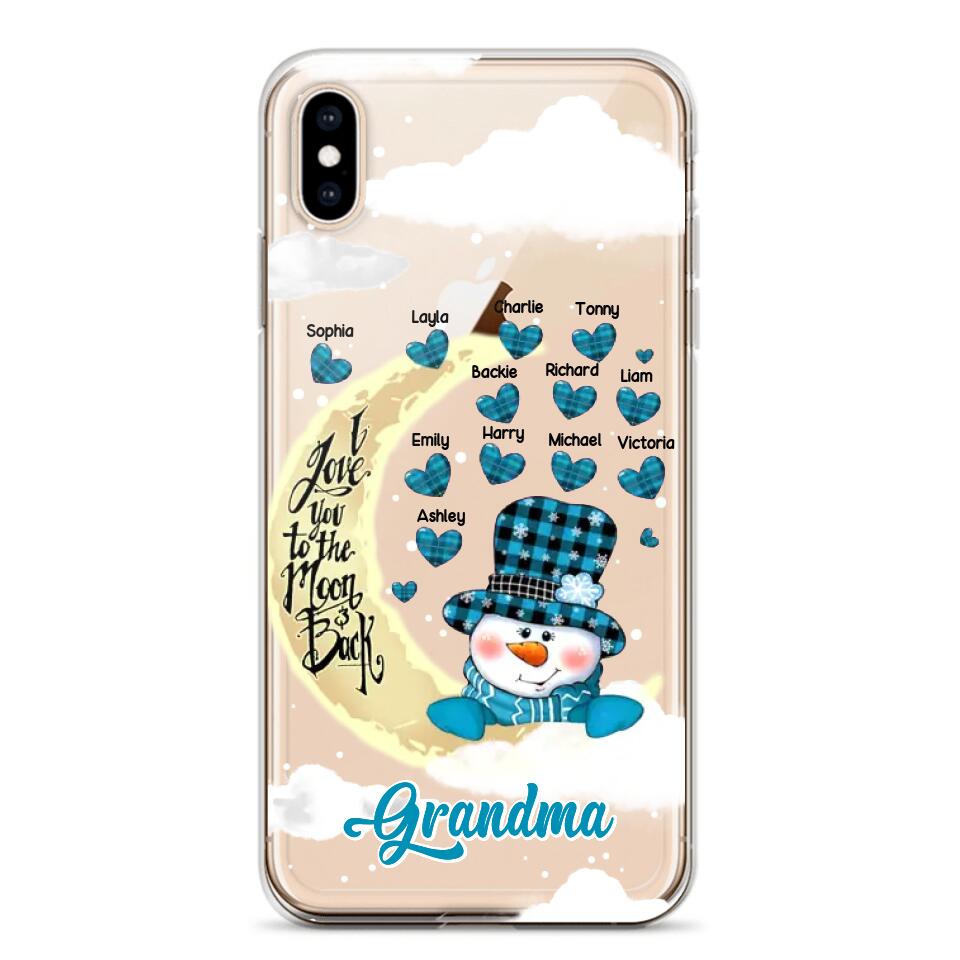 Personalized Grandma Snowman I Love You To The Moon And Back kid Name Heart Phonecase 3D Printed 23JAN-DT13