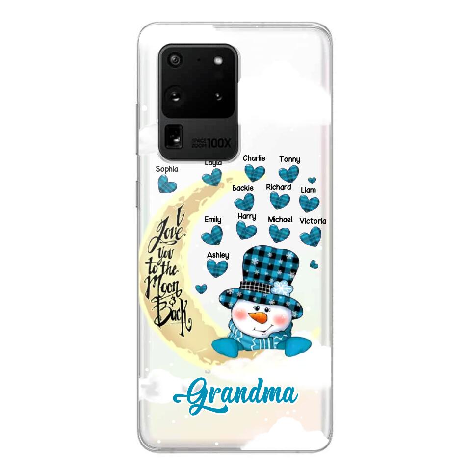 Personalized Grandma Snowman I Love You To The Moon And Back kid Name Heart Phonecase 3D Printed 23JAN-DT13